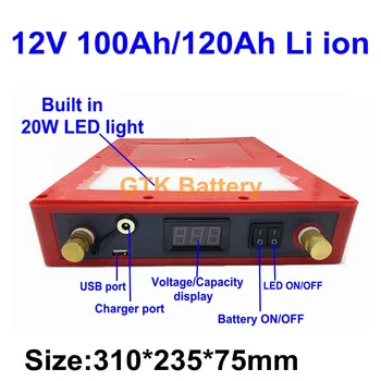 portable 12V 100Ah/120Ah Li ion Battery Pack with LED 5v USB for solar light outdoor camping storage battery+10A charger
portable 12V 100Ah/120Ah Li ion Battery Pack with LED 5v USB for solar light outdoor camping storage battery+10A charger