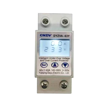 intelligent over voltage and under voltage limiting current protector adjustable current 1-63A voltage 145-300V with LCD display
intelligent over voltage and under voltage limiting current protector adjustable current 1-63A voltage 145-300V with LCD display