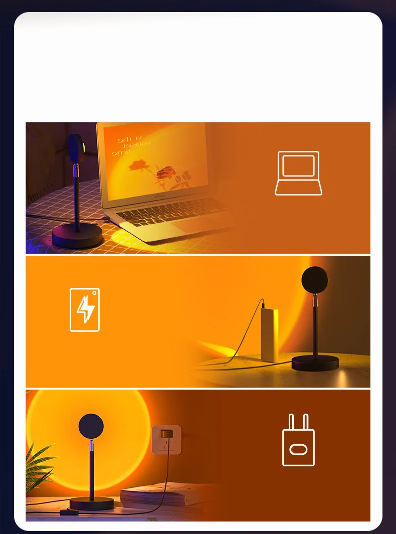 Generic Sunset Lamp APP Control 16 Colors RGB LED Projection Mood