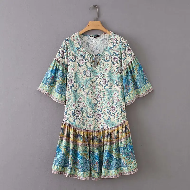Western Style 2019 Spring New Style Versitile Fashion Loose-Fit Sleeve Bohemian Floral-Print Lace-up Dress Short Skirt Women's
Western Style 2019 Spring New Style Versitile Fashion Loose-Fit Sleeve Bohemian Floral-Print Lace-up Dress Short Skirt Women's