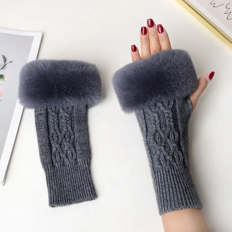 New arrival lady natural rex rabbit fur mittens Twist knit wool fingerless gloves winter warm
New arrival lady natural rex rabbit fur mittens Twist knit wool fingerless gloves winter warm