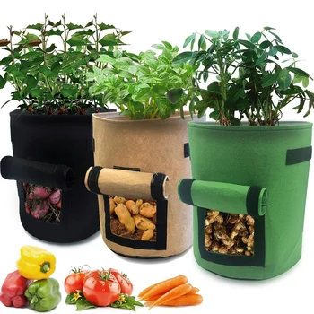 3 Garden Grown Potato Growing Bags, Tomato Flower Bags, Garden Bag Pots with Flip and Handle, Breathable Non-Woven Fabric, Veget
3 Garden Grown Potato Growing Bags, Tomato Flower Bags, Garden Bag Pots with Flip and Handle, Breathable Non-Woven Fabric, Veget