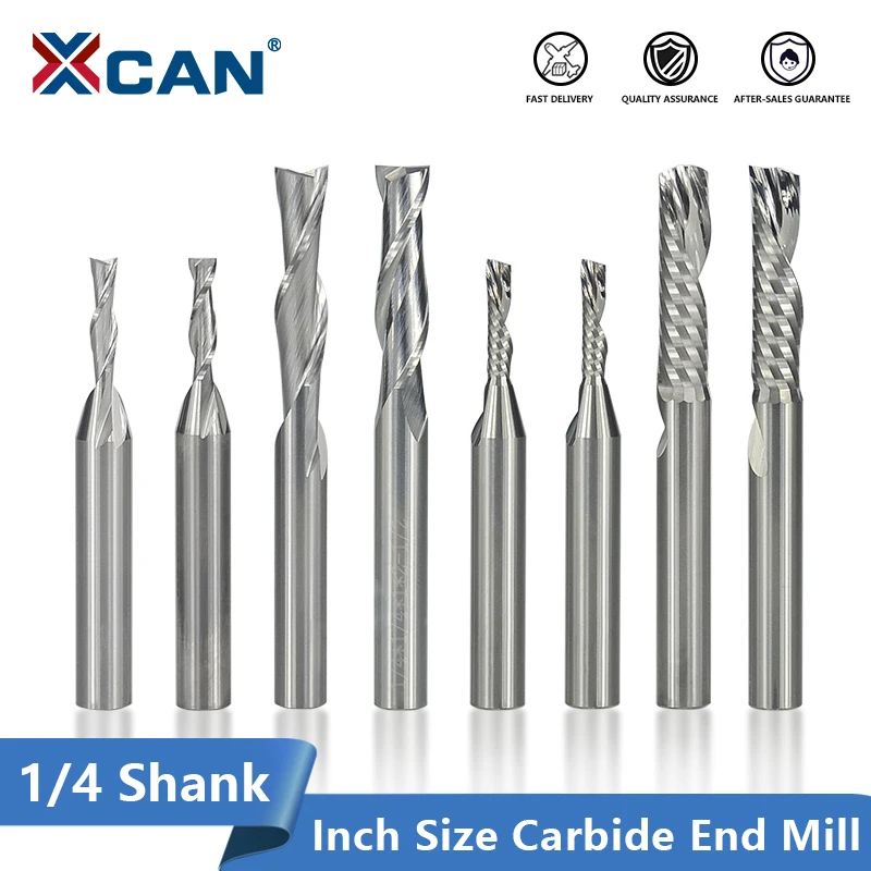 XCAN Spiral End Mill Left/Right Hand CNC Router Bit 1/4'' Shank Carbide Milling Cutter for Aluminum Cutting Engraving Bit
XCAN Spiral End Mill Left/Right Hand CNC Router Bit 1/4'' Shank Carbide Milling Cutter for Aluminum Cutting Engraving Bit