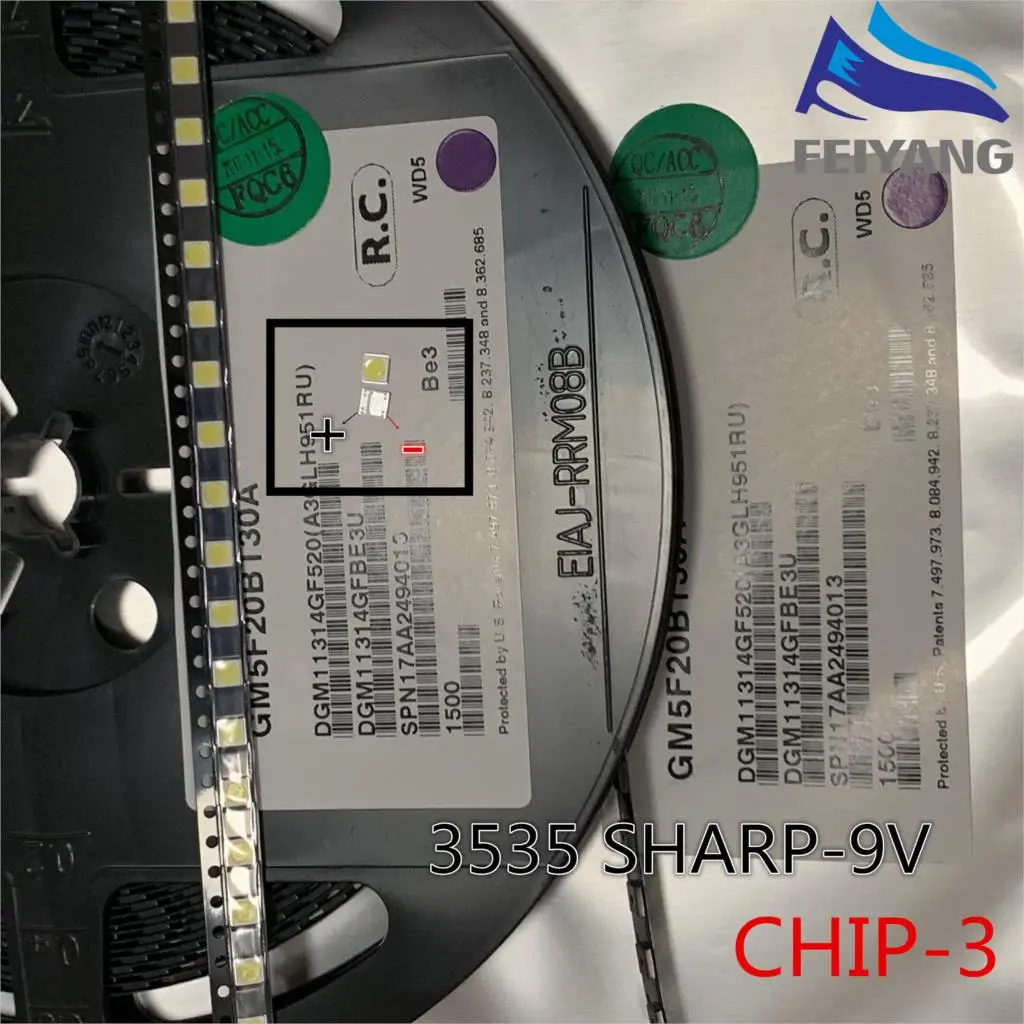 1500pcs For SHARP LED TV Application LCD Backlight 3-CHIPS for Repair TV LED Backlight 1W-3W 9V 3535 3537 Cool white GM5F20BT30A
1500pcs For SHARP LED TV Application LCD Backlight 3-CHIPS for Repair TV LED Backlight 1W-3W 9V 3535 3537 Cool white GM5F20BT30A
