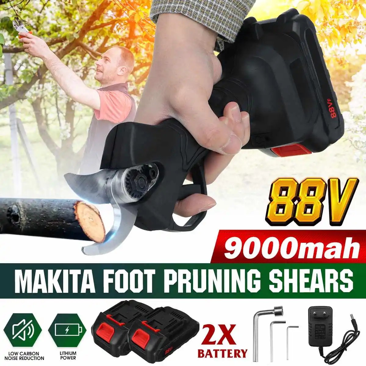 88Vf Cordless Electric Pruning Shears Pruner with Lithium-ion Battery Garden Branch Cutter Pruning Scissor
88Vf Cordless Electric Pruning Shears Pruner with Lithium-ion Battery Garden Branch Cutter Pruning Scissor