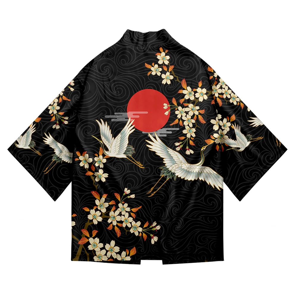 

Crane 3D Printed Haori Kimono Harajuku Japanese Style Big Size Men Samurai Costume Yukata Asian Clothes Cardigan Women Jacket