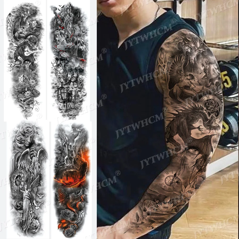 Big Arm Tattoo Sleeve Crown Wolf Rose Skull Waterproof Temporary Tattoo Sticker Demon Angel Flash Body Art Fake Tattoo Women Men
Big Arm Tattoo Sleeve Crown Wolf Rose Skull Waterproof Temporary Tattoo Sticker Demon Angel Flash Body Art Fake Tattoo Women Men