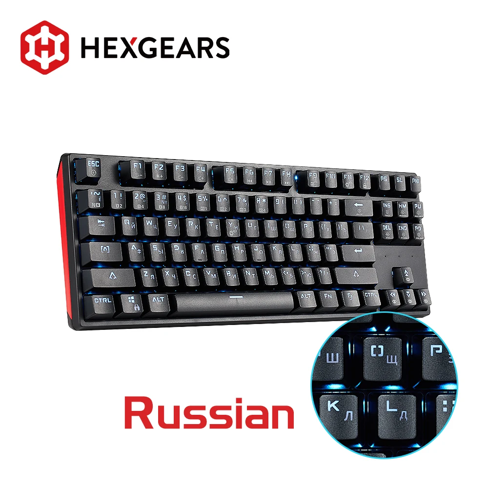 

Механическая клавиатура HEXGEARS GK12, переключатель Kailh BOX 87 клавиш, игровая клавиатура с защитой от ореолов, русская клавиатура, ПК/Mac/Lap