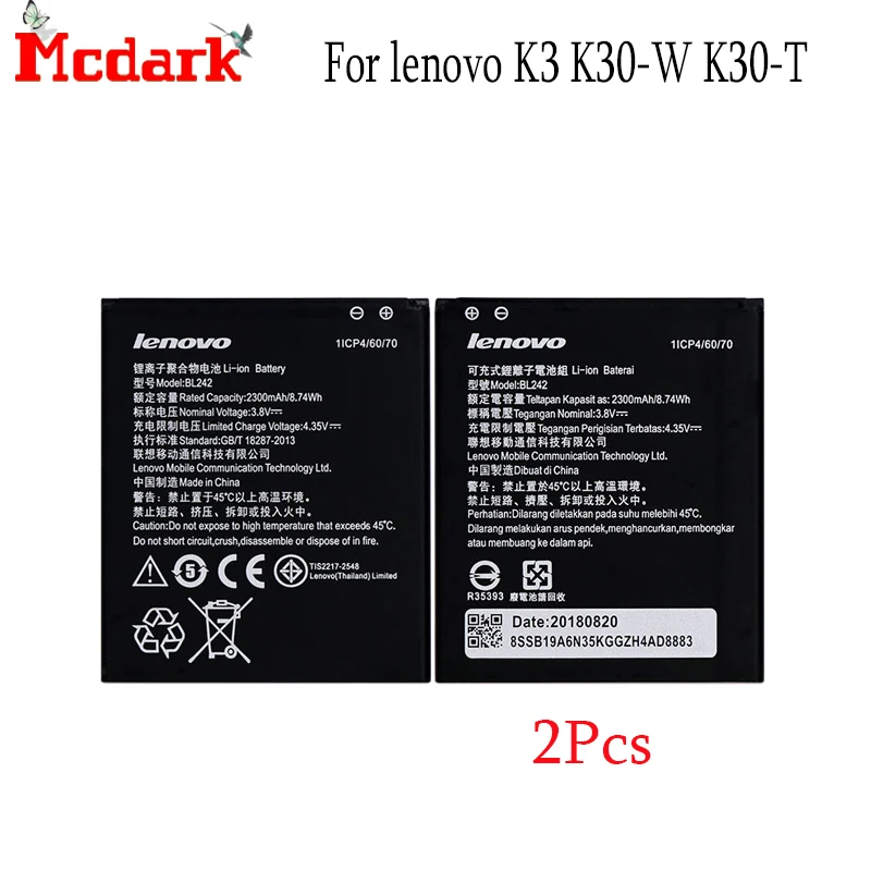 2 шт. BL 242 BL242 батарея для lenovo K3 K30 W T A6000 A3860 A3580 A3900 A6010 плюс мА/ч. аккумулятор