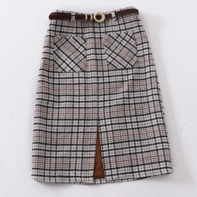 A Generation of 2019 Winter New Style Fashion High-waisted Belt A- line Skirt Plaid Woolen Skirt Entity
A Generation of 2019 Winter New Style Fashion High-waisted Belt A- line Skirt Plaid Woolen Skirt Entity