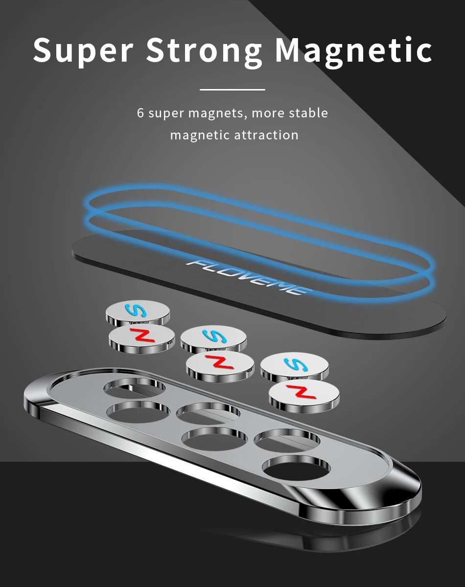 FLOVEME Magnetic Car Phone Holder For Phone in Car Strong Magnet Strip Phone Holder For iPhone 11 Pro Samsung Universal Suporte