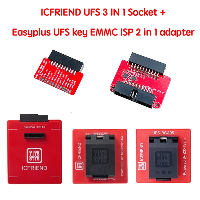 ICFRIEND UFS 3 в 1 розетка с Easy plus ключ EMMC ISP 2 адаптер Поддержка BGA153 BGA254 BGA95 для детской
