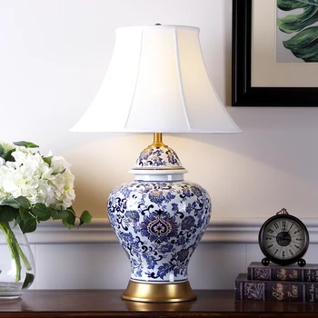 Modern Blue And White Porcelain Table Lamps Luxtry Bedroom Bedside Lamp Linen Fabric Lampshade Copper Desk Light Lampe De Chevet
Modern Blue And White Porcelain Table Lamps Luxtry Bedroom Bedside Lamp Linen Fabric Lampshade Copper Desk Light Lampe De Chevet