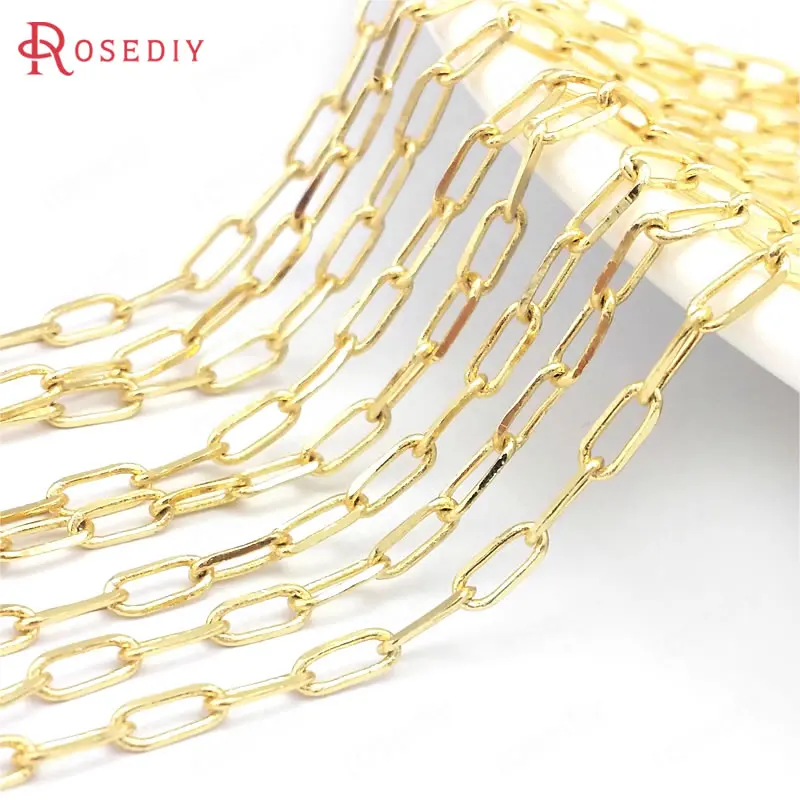 2 Meter Link 5.5x2.5MM 7x3MM 24K Gold Color Brass Faceted Long Oval Necklace Chains Bracelets Jewelry Making Supplies | Украшения и