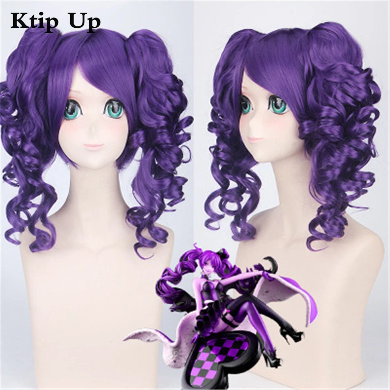 

Anime Alice Wonderland Cosplay Wig Purple Curly Synthetic wigs With Ponytails Halloween Party Costume Wig For Women