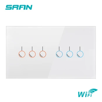 SRAN UK wall wireless switch,6gang wifi touch switch crystal glass panel 146mm*86mm work with Alexa/Google Home in ewelink app
SRAN UK wall wireless switch,6gang wifi touch switch crystal glass panel 146mm*86mm work with Alexa/Google Home in ewelink app