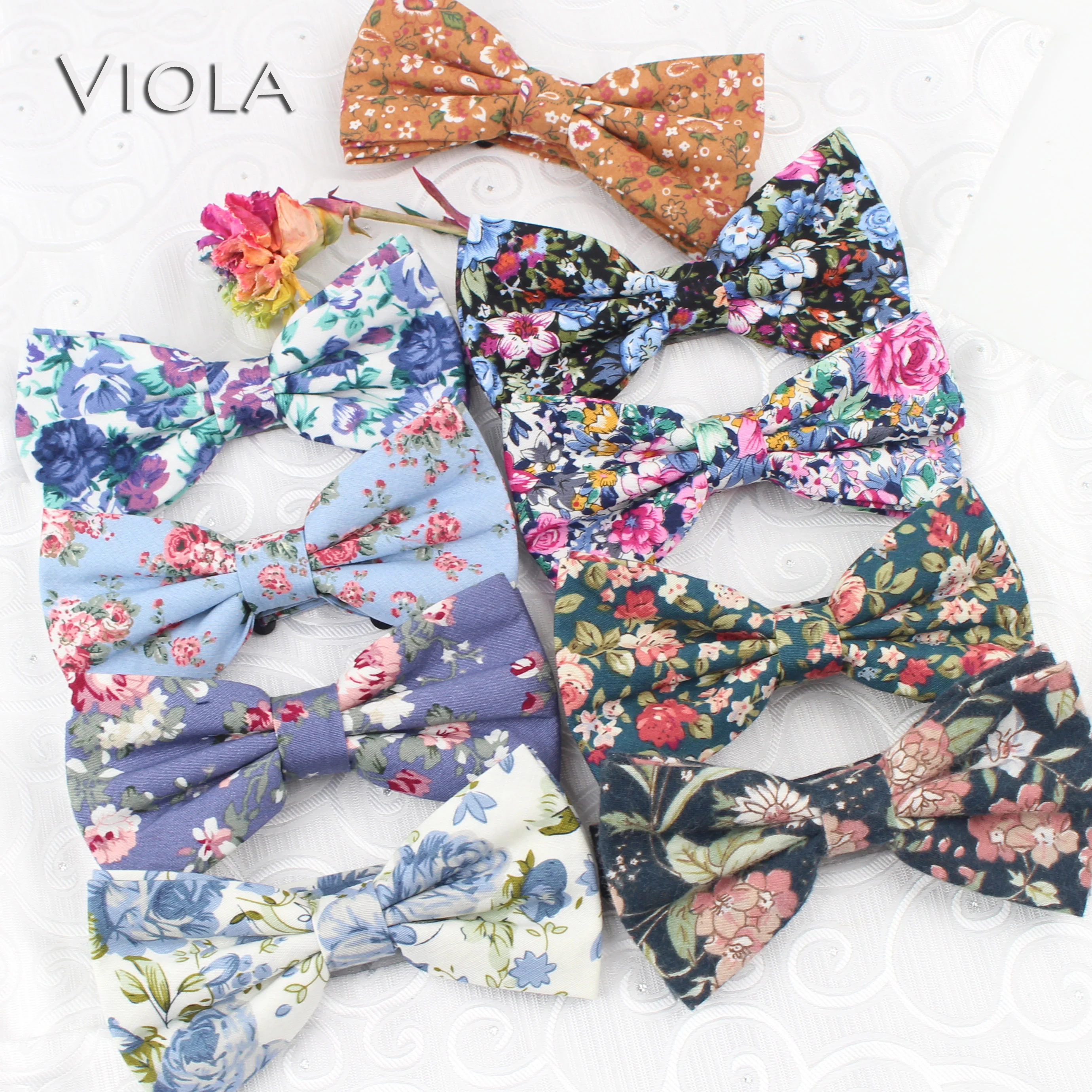 

New Floral Flower Printed Brisk Soft Texture Bowtie 100% Cotton Women&Men Dress Butterfly Adult Wedding bow tie Accessory Gift