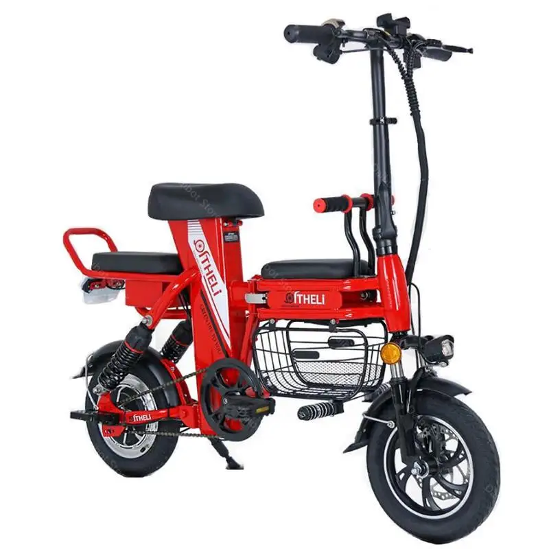 

Foldable Electric Bicycle With Three Seats/Basket 2 Wheels Electric Bicycle 12'' 350W 80KM Parent-child Electric Bikes Adults