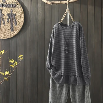 2020 ZANZEA Fashion Striped Tops Women's Spring Blouse Casual Long Sleeve Pullovers Female Lace Patchwork Blusas Plus Size Tunic
2020 ZANZEA Fashion Striped Tops Women's Spring Blouse Casual Long Sleeve Pullovers Female Lace Patchwork Blusas Plus Size Tunic