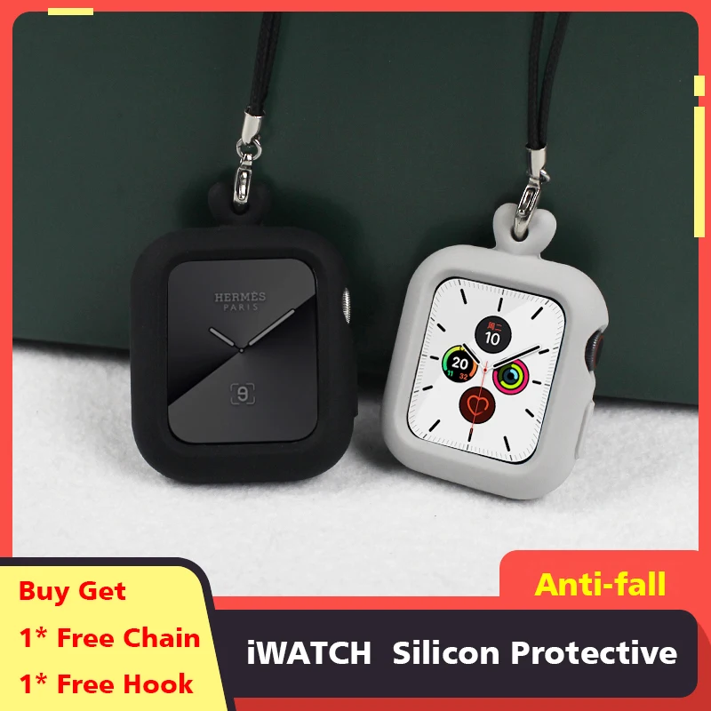 Чехол для Apple Watch с ремешком и жидким силиконовым защитным кулоном подходит iwatch