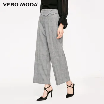 

Vero Moda Women's Loose Fit High-rise Plaid Asymmetrical Wide-leg Casual Pants | 319150507