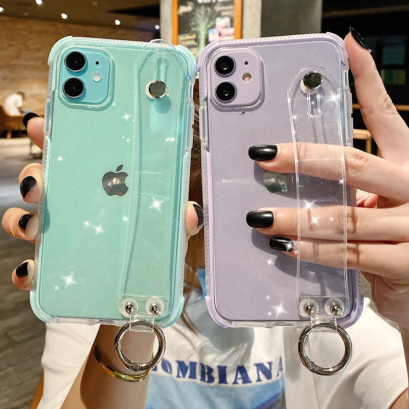 Блестящий чехол с порошковым держателем для телефона iPhone 12Pro 11 X XR XS Max 7 8 Plus