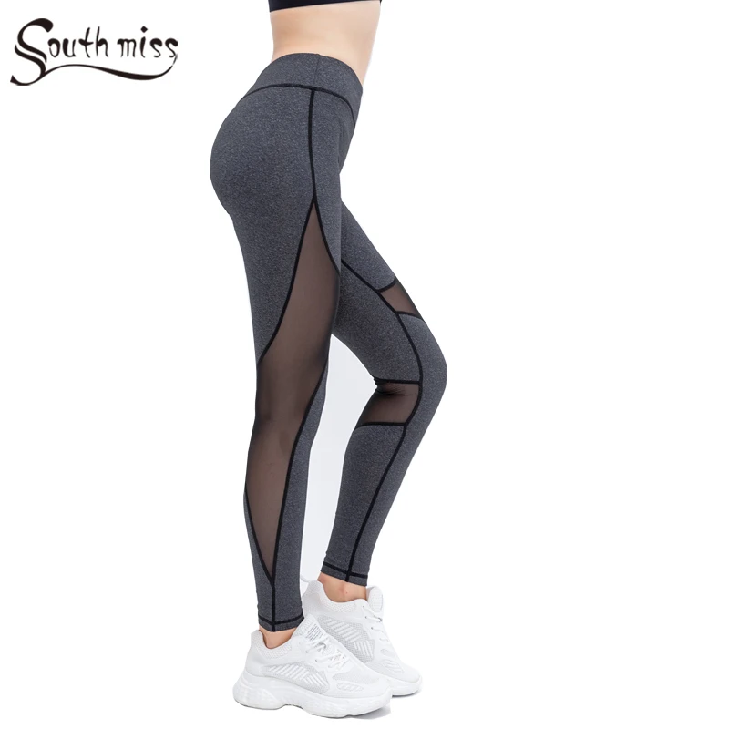 

Premium Grey Yoga Legging Sexy Breathable Mesh Patchwork Gym Pants High Rise Hollow Push Up Quick Dry Compression Sport Tights