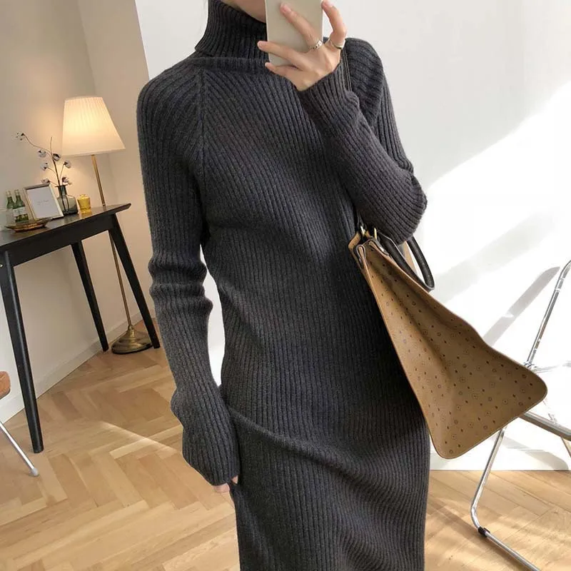 Spring Autumn Women's Sweater Skirt Half Turtleneck Knit Dress Winter Korean Straight Long Bottoming Sweater Casual dress.
Spring Autumn Women's Sweater Skirt Half Turtleneck Knit Dress Winter Korean Straight Long Bottoming Sweater Casual dress.
