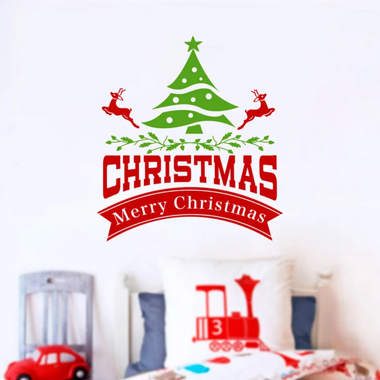 merry christmas tree wall sticker christmas elk festival