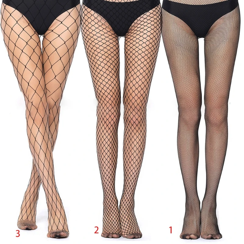 

Womens Sexy Hollow Out Fishnet Tights Stockings High Waist See-Through Cross Mesh Black Pantyhose Nightclub Dancing Party