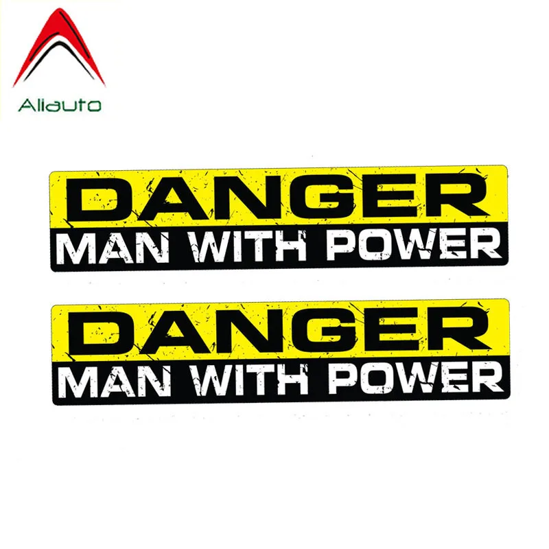 

Aliauto 2 X Warning Car Sticker Danger Man with Power Waterproof Sunscreen Reflective Cover Scratch Decal PVC,15cm*3cm