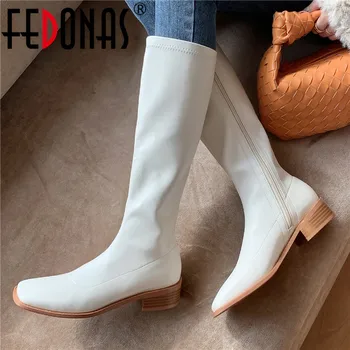 FEDONAS Square Toe Knee High Boots For Women Wide Leg Side Zipper Thick Heels Shoes For Women Office Lady Slim Long Shoes Woman
FEDONAS Square Toe Knee High Boots For Women Wide Leg Side Zipper Thick Heels Shoes For Women Office Lady Slim Long Shoes Woman