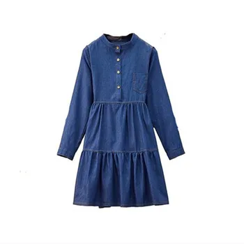 High Qualiy Denim Dress Long Sleeve Silk A-line Vintage Dress 2020 New Spring Autumn O Neck Loose Large Dresses
High Qualiy Denim Dress Long Sleeve Silk A-line Vintage Dress 2020 New Spring Autumn O Neck Loose Large Dresses