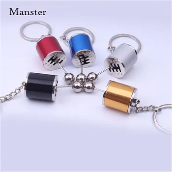 Creative Auto Part Model Gear Box Shifter Keychain Key Chain Ring Race Car Stalls Head Keychains Six-Speed Manual Shift Gear