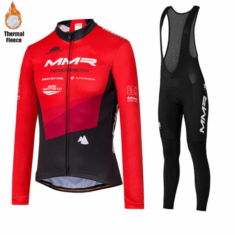 

Mmr Team Winter Cycle Thermal Fleece Men's Long Sleeve Jacket Suits Mtb Cycling Clothing Bicycle Bib Tights Ciclismo Sets