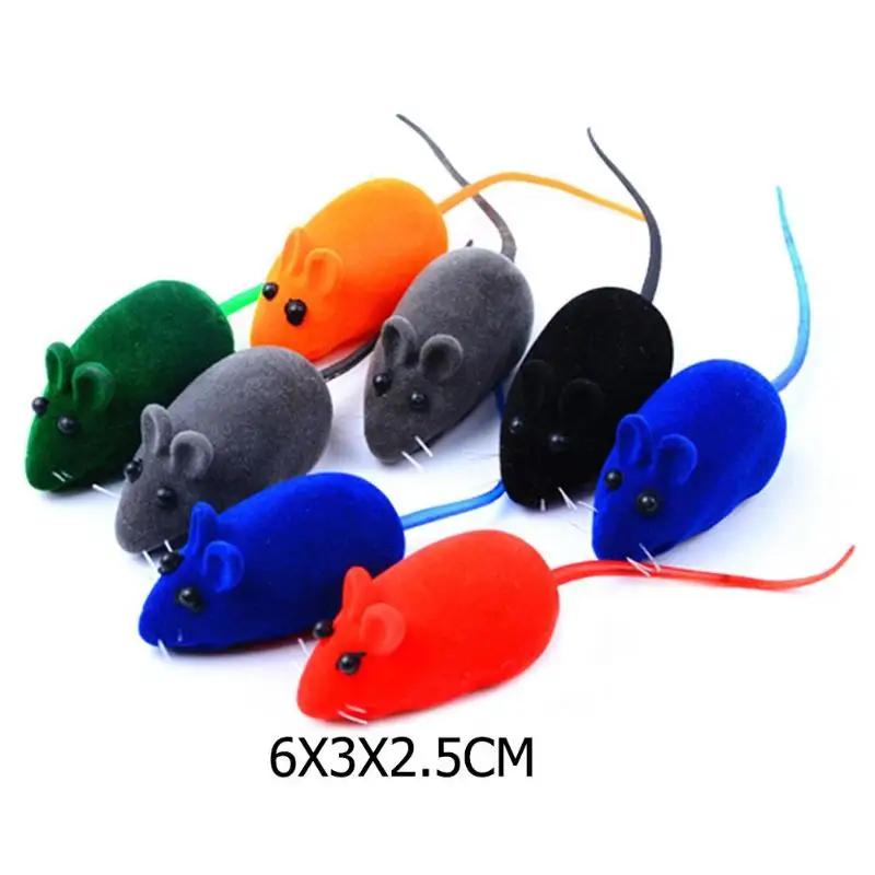 Creative Cat Toys Mini Sound Mouse Pet Kitten Toy Flocking Mouse Realistic Sound Plush Cat Rubber Interactive Toy
