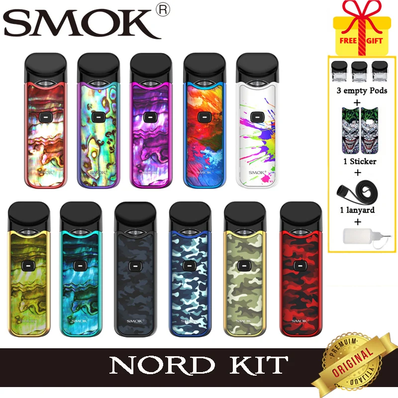 

Original Smok Nord Pod Starter Kit 1100mAh Battery 3ML Cartridge Atomizer and Nord Mesh coil Electronic Cigarette Vape Vaporizer