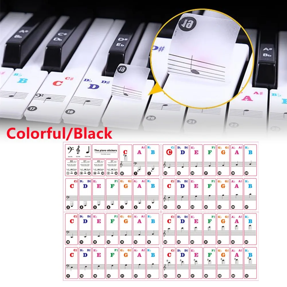 Universal Piano Keyboard Stickers White And Black Keys Music Electronic Piano Keyboard Note Stickers For 37/49/54/61/88 KEY
Universal Piano Keyboard Stickers White And Black Keys Music Electronic Piano Keyboard Note Stickers For 37/49/54/61/88 KEY