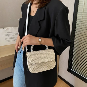 Youth Ladies Simple Versatile Bag Boho Straw Crossbody Bag Handmade Knit Woven Pearl Totes Women Shoulder Handbags
Youth Ladies Simple Versatile Bag Boho Straw Crossbody Bag Handmade Knit Woven Pearl Totes Women Shoulder Handbags