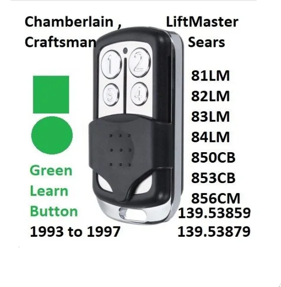For Sears Liftmaster Chamberlain Craftsman 81LM Compatible Garage Door Remote Key Chain Green Learn Button
For Sears Liftmaster Chamberlain Craftsman 81LM Compatible Garage Door Remote Key Chain Green Learn Button