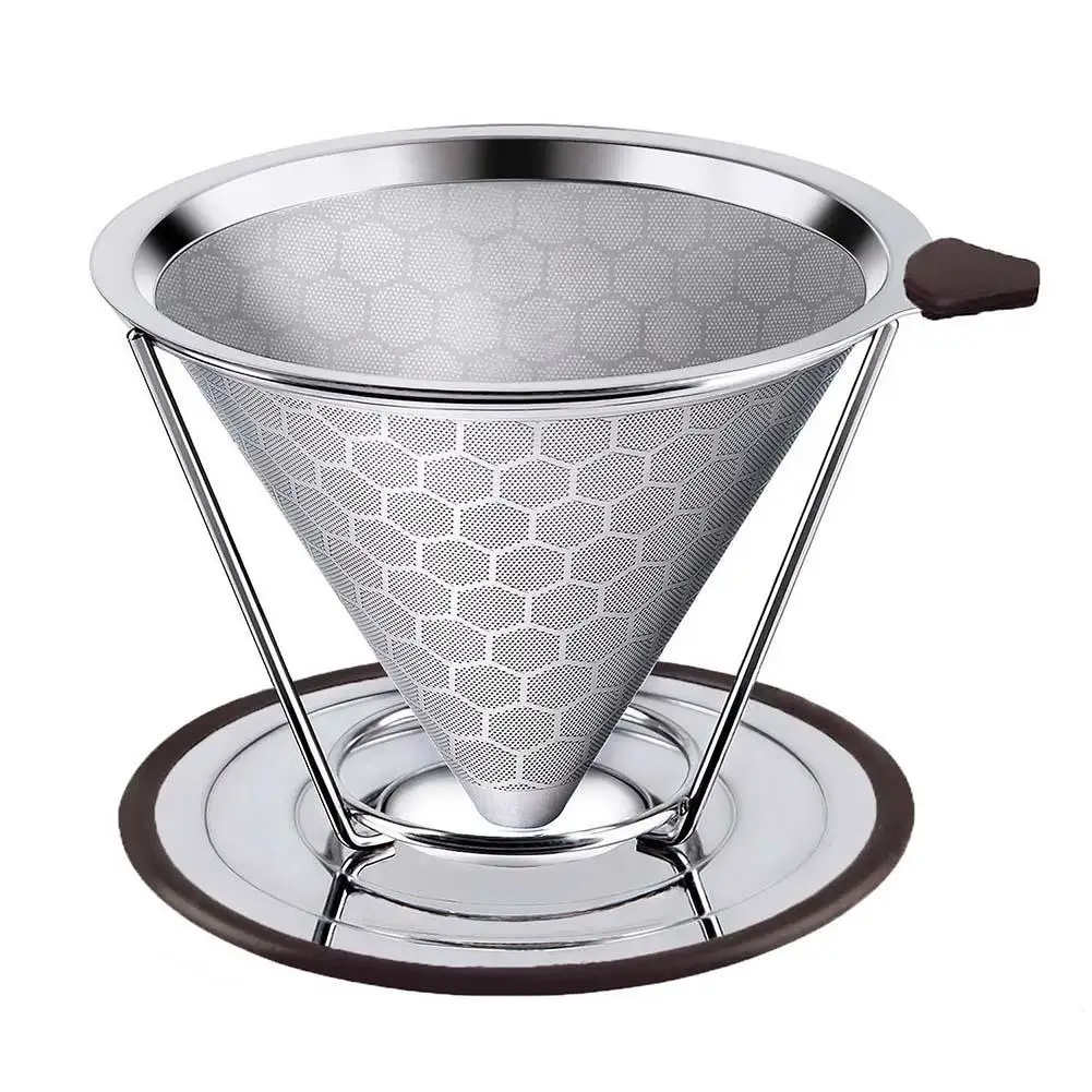 Stainless Steel Home Coffee Filter Reusable Pour Over Dripper Non-slip Strainer Funnel Shaped, Durable, Easy to Clean, Reusable
Stainless Steel Home Coffee Filter Reusable Pour Over Dripper Non-slip Strainer Funnel Shaped, Durable, Easy to Clean, Reusable