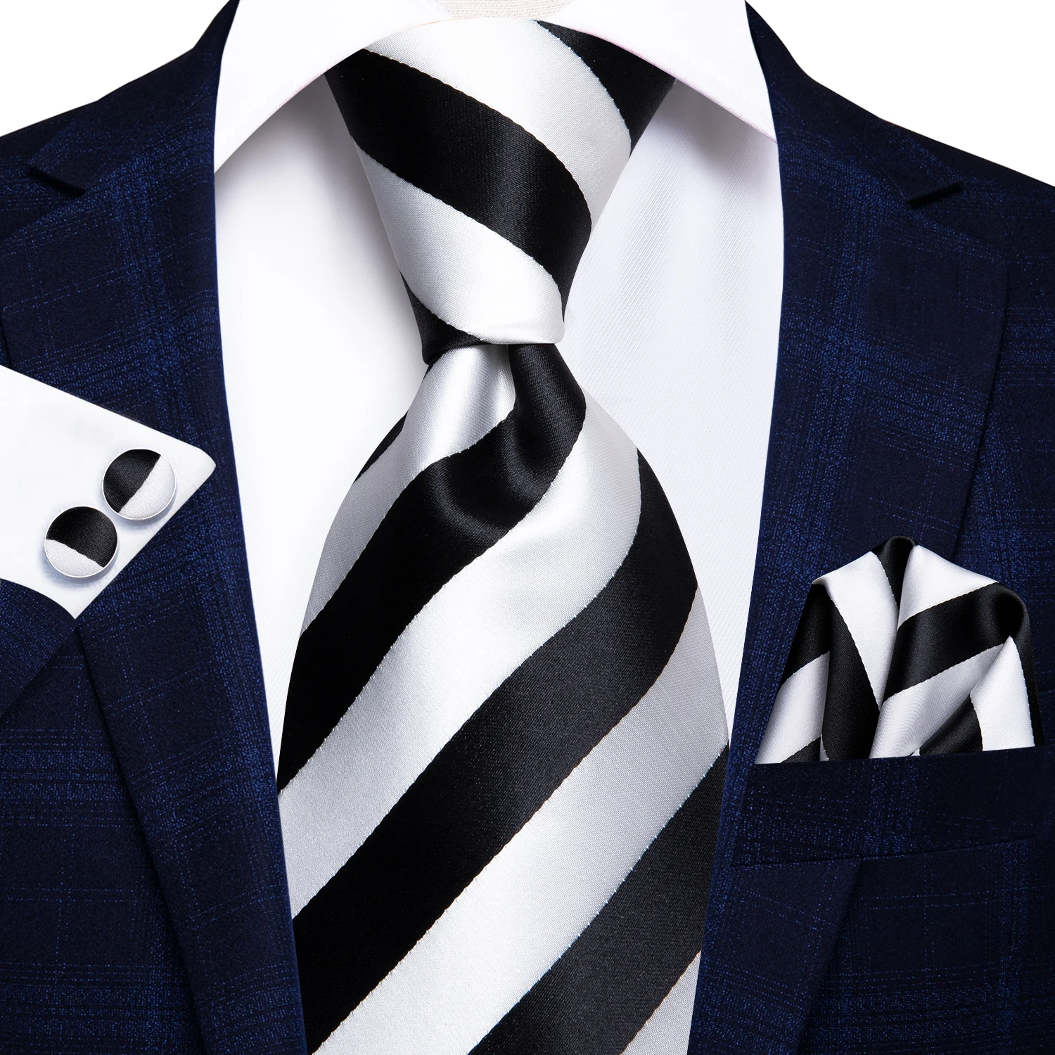 Фото Мужской галстук в полоску черный деловой из 100% шелка 8 5 см | Аксессуары для одежды