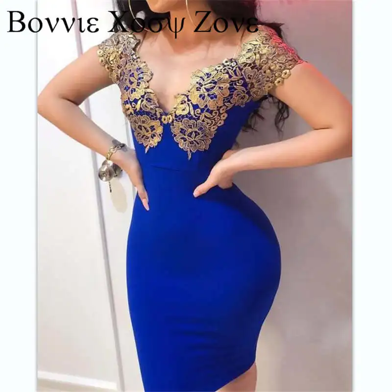 

Deep V Neck Contrast Lace Insert Bodycon Dress Patchwork Sexy Mini Summer Dresses For Women 2021