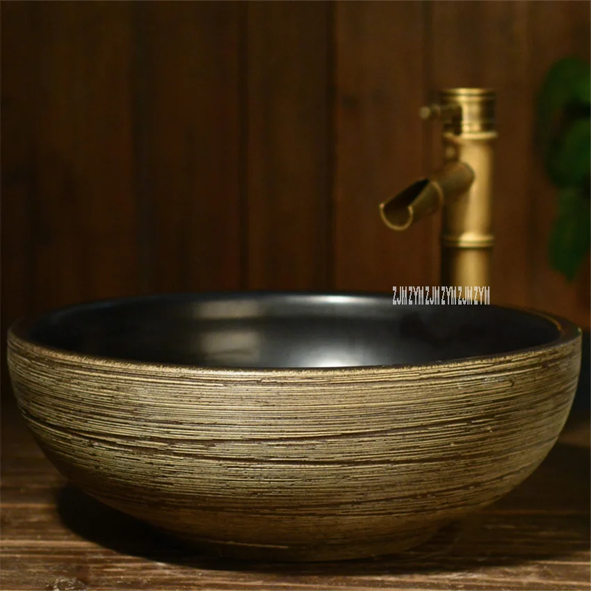 Description Picture 3 of itemBathroom Artistic Line Basin Household High Temperature Ceramics Sink Toilet Hand Made Washing Basin Bowl For Hotel Club KTV