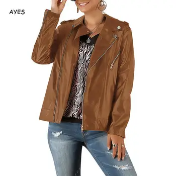 Fashion Leather Jacket Women Zipper Basic Coat Slim Biker Jacket PU Leather Brown Motorcycle Jackets Black White Leather Coat
Fashion Leather Jacket Women Zipper Basic Coat Slim Biker Jacket PU Leather Brown Motorcycle Jackets Black White Leather Coat