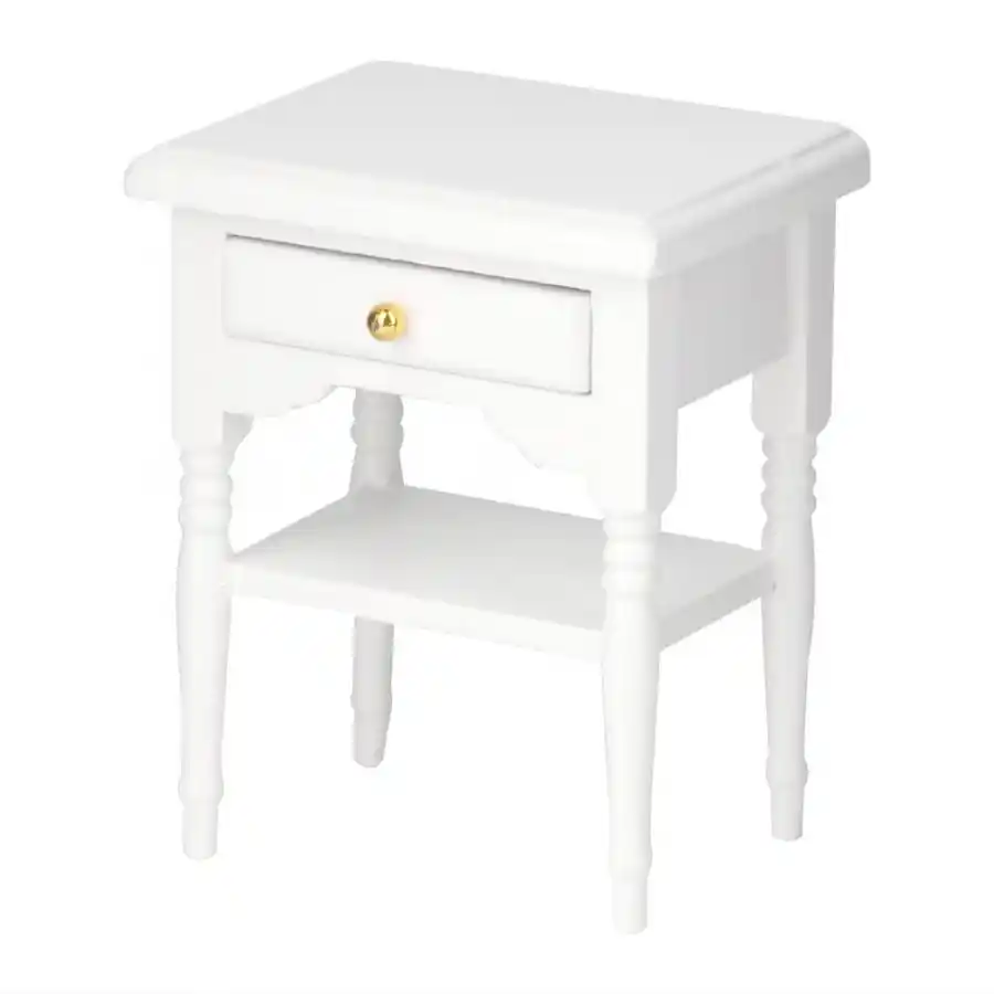 1 12 Doll House Furniture White Mini Bedroom Furnishing Articles Wooden Bedside Table Model For Children Birthday Gift Doll Houses Aliexpress