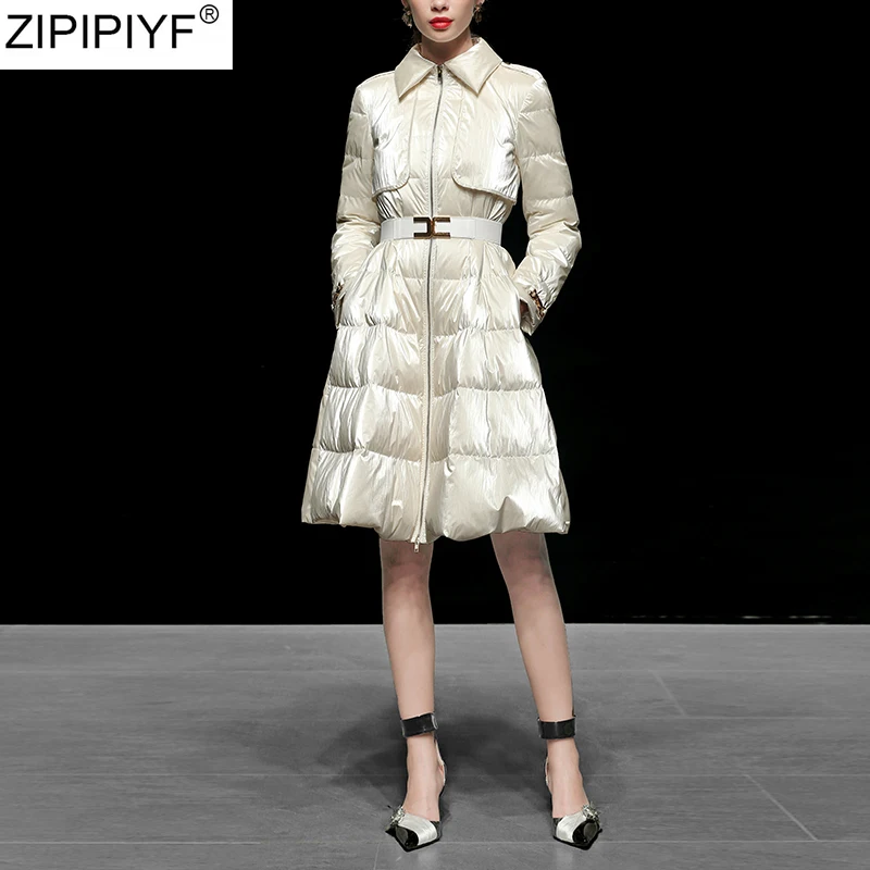 Фото 2019 Зимняя одежда длинное толстое пальто Для женщин пуховик модные отложной