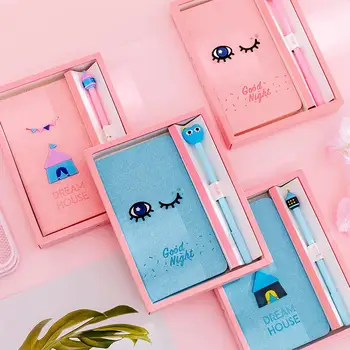 Cartoon Notebook + Gel Pen Set Simple Cute Dream House Eye Heart Diary Stationery
Cartoon Notebook + Gel Pen Set Simple Cute Dream House Eye Heart Diary Stationery