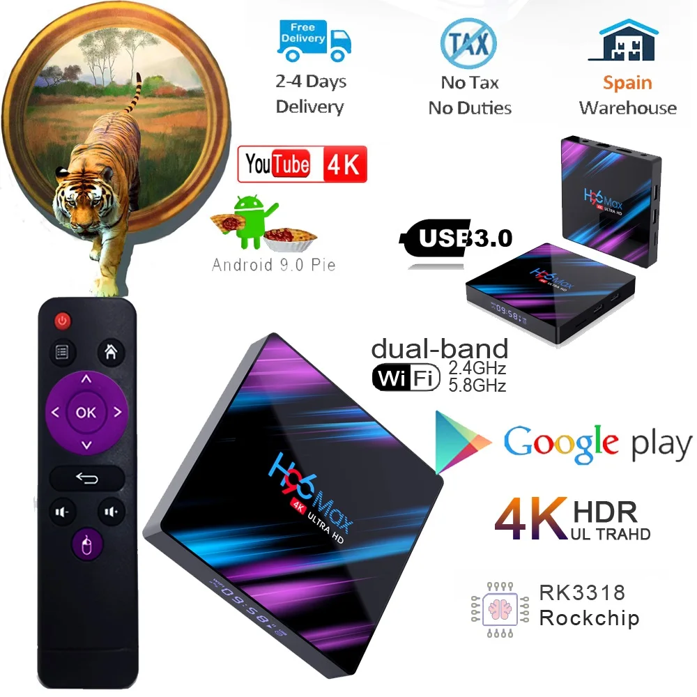 H96 Max RK3318 Smart TV Box Android 9.0 Media player 2.4G/5G Dual Band Wifi H96Max 4G 32G/64G 4K HDR Mini Box LED Display
H96 Max RK3318 Smart TV Box Android 9.0 Media player 2.4G/5G Dual Band Wifi H96Max 4G 32G/64G 4K HDR Mini Box LED Display