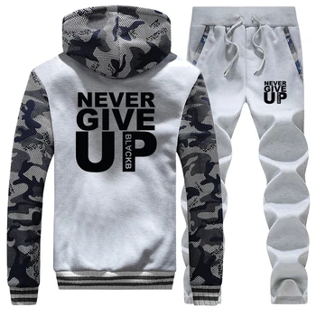 Men's Hoodies Never Give Up Letter Print Jaket+Pants 2 Piece Sets Men Sweatshirt Warm Suit Camouflage Tracksuit Set Mens Coat
Men's Hoodies Never Give Up Letter Print Jaket+Pants 2 Piece Sets Men Sweatshirt Warm Suit Camouflage Tracksuit Set Mens Coat